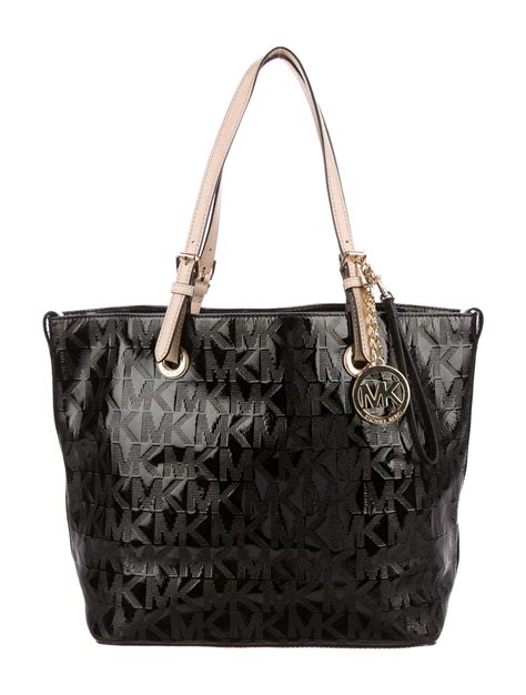 michael kors white leather tote|michael kors black patent tote.